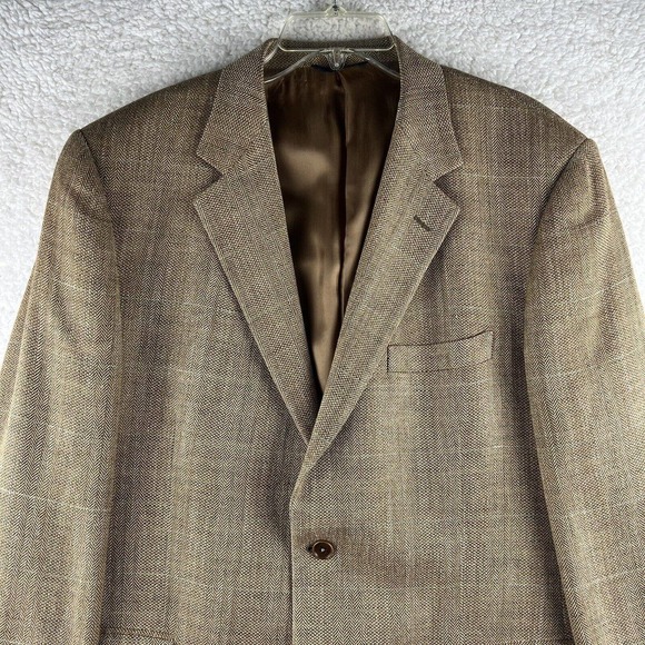 Brooks Brothers Herringbone Silk Linen Wool Sport Coat Men 44 Brown Blazer Italy - Picture 3 of 10